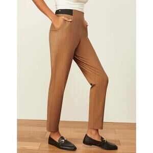 ADAY Turn it Up Pants Tan Brown Large Cigarette Leg Comfort Stretch Chic Travel